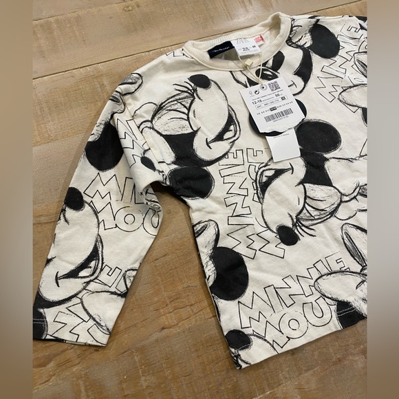 Zara Disney kids baby girl Minnie Mouse long sleeve tee shirt top Nwt - Picture 4 of 8